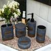 5 Piece Bathroom Accessory Set | Blue Denim Design view 1