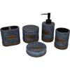 5 Piece Bathroom Accessory Set | Blue Denim Design view 2
