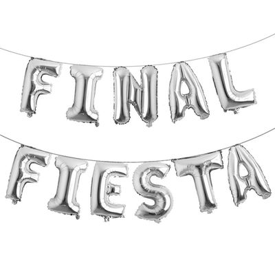 16 inch Final Fiesta Cursive Foil Balloons Banner Balloons Fiesta Theme Bridal Shower,Baby Shower,Wedding,Birthday,Bachelorette Party Hen Party Decorations Set (FINAL FIESTA SILVER)