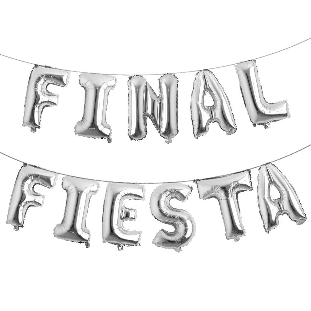 16 inch Final Fiesta Cursive Foil Balloons Banner Balloons Fiesta Theme Bridal Shower,Baby Shower,Wedding,Birthday,Bachelorette Party Hen Party Decorations Set (FINAL FIESTA SILVER)