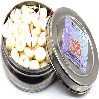 Pure Cow Ghee Wicks (Pack of 100 Pcs) in Steel Box Readymade Diya Batti/puja Batti - Billion Deals