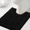 H.VERSAILTEX Toilet Mat U Shaped Bathroom Rugs Bath Mats for Bathroom Non Slip Luxury Chenille Bath Mat U Shape 20x24 Extra Soft and Absorbent Shaggy Rugs Washable Dry Fast - Black view 1