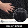 H.VERSAILTEX Toilet Mat U Shaped Bathroom Rugs Bath Mats for Bathroom Non Slip Luxury Chenille Bath Mat U Shape 20x24 Extra Soft and Absorbent Shaggy Rugs Washable Dry Fast - Black view 3
