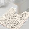 H.VERSAILTEX Toilet Mat U Shaped Bathroom Rugs Bath Mats for Bathroom Non Slip Luxury Chenille Bath Mat U Shape 20x24 Extra Soft and Absorbent Shaggy Rugs Washable Dry Fast - Ivory view 1