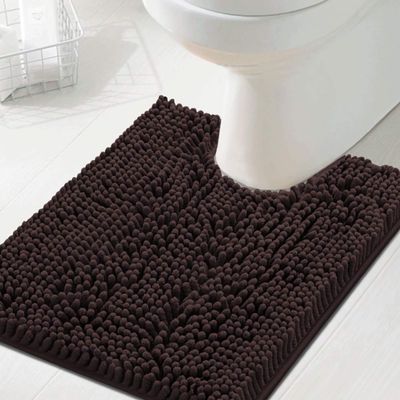 H.VERSAILTEX Toilet Mat U Shaped Bathroom Rugs Bath Mats for Bathroom Non Slip Luxury Chenille Bath Mat U Shape 20x24 Extra Soft and Absorbent Shaggy Rugs Washable Dry Fast - Chocolate