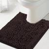 H.VERSAILTEX Toilet Mat U Shaped Bathroom Rugs Bath Mats for Bathroom Non Slip Luxury Chenille Bath Mat U Shape 20x24 Extra Soft and Absorbent Shaggy Rugs Washable Dry Fast - Chocolate view 1