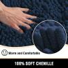 H.VERSAILTEX Toilet Mat U Shaped Bathroom Rugs Bath Mats for Bathroom Non Slip Luxury Chenille Bath Mat U Shape 20x24 Extra Soft and Absorbent Shaggy Rugs Washable Dry Fast - Navy view 3