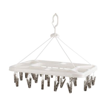 ASDQWER Sock Drying,Sock Hanger Washing Line,Multi-Clamp Drying Rack, Rectangular, PP Tough Material, Durable, Windproof Hook, Closed Design, Can Rotate 360 Degrees Freely, Easy to Dry,White