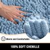 H.VERSAILTEX Toilet Mat U Shaped Bathroom Rugs Bath Mats for Bathroom Non Slip Luxury Chenille Bath Mat U Shape 20x24 Extra Soft and Absorbent Shaggy Rugs Washable Dry Fast - Cool Blue view 3