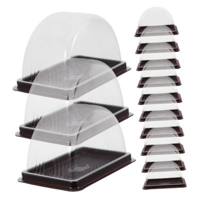 Cabilock 50pcs Roll Cake Packing Boxes Plastic Dessert Containers for Parties Lightweight and Portable for Cakes and Treats Color
