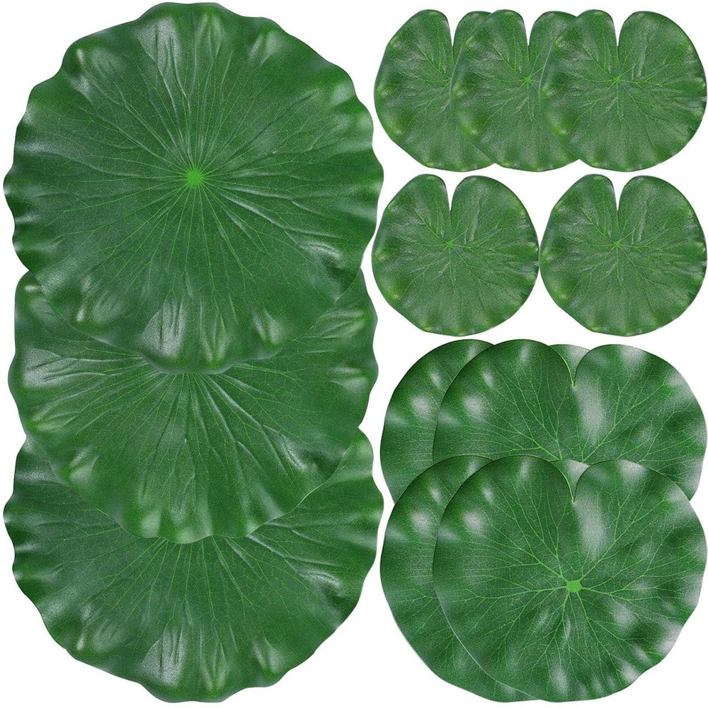 ZAUGONTW 12 Pieces Realistic Lily Pads Leaves, Artificial Floating Foam Lotus Leaves, Water Lily Pads Artificial Foliage Pond Decor for Pond Pool Aquarium Decoration