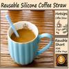 8PCS Silicone Reusable Straws with Case 10 Regular Size Flexible Straws with 4 Cleaning Brushes Included for 20 30 oz Tumblers Cold Hot Drink Travel view 3