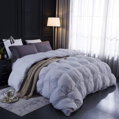3 PC Comforter Set Premium Quality Cotton Fill 500 GSM Pinch Pleated Comforter All-Season Luxurious Soft Comfortable Baffle+Pinch Pleat Comforter Set King/Cal King Size-Silver
