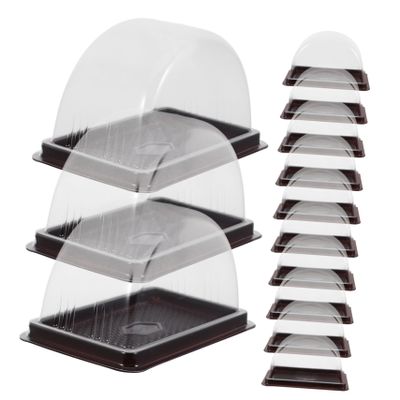 Cabilock 50pcs Disposable Transparent Plastic Cake Packaging Boxes for Baked Goods for Takeaway Parties and Events Food Storage