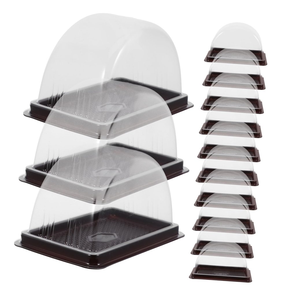 Cabilock 50pcs Disposable Transparent Plastic Cake Packaging Boxes for Baked Goods for Takeaway Parties and Events Food Storage
