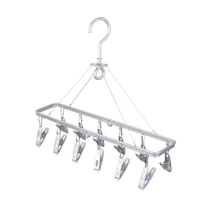 Sock Drying,Sock Hanger Washing Line,Multi-Clamp Drying Rack, Laminated Design, Multifunctional, Foldable, Aluminum Alloy, Portable, 5 Colors to Choose from,Fashion Silver