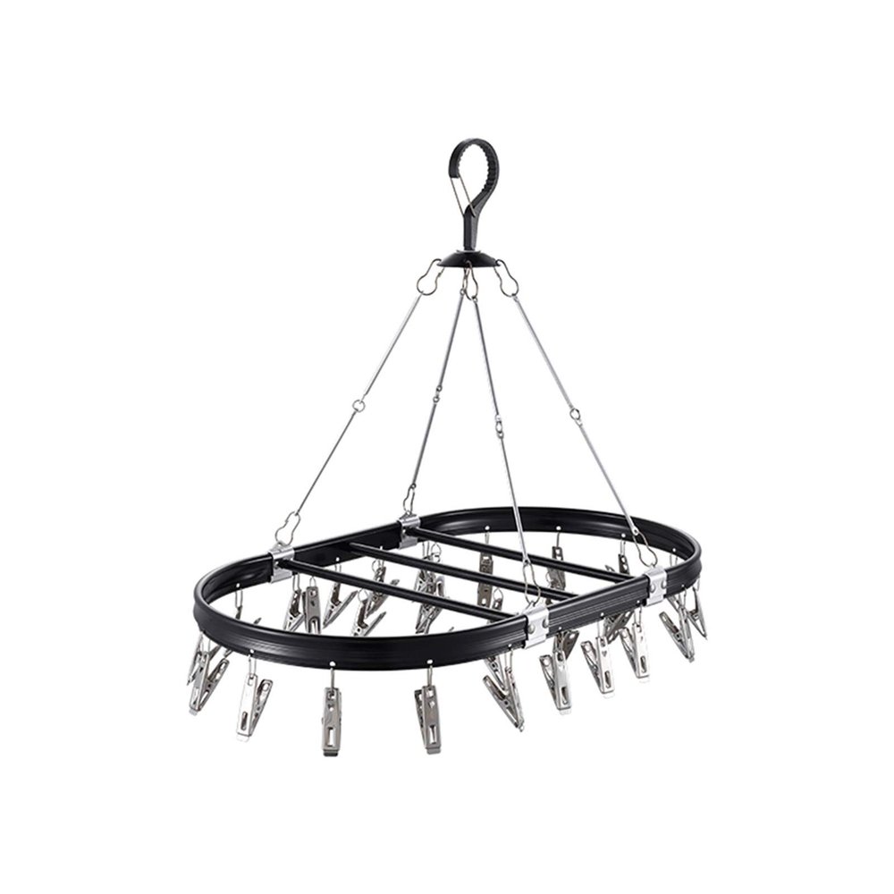 ASDQWER Sock Drying,Sock Hanger Washing Line,Multi-Clamp Drying Rack,Multifunctional, Strong, Sturdy, 360 Windproof, Black, Baby Socks and Household Underwear,S