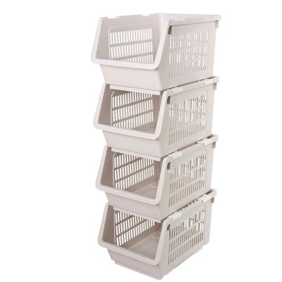 GUAWJRZDP Stacking Stand Basket Storage Veg Rack Plastic Stackers Storage Organizer Bin Multifunctional, Hollow Design Organization for Kitchen/Fruit/Vegetables/Toiletries/Bathroom