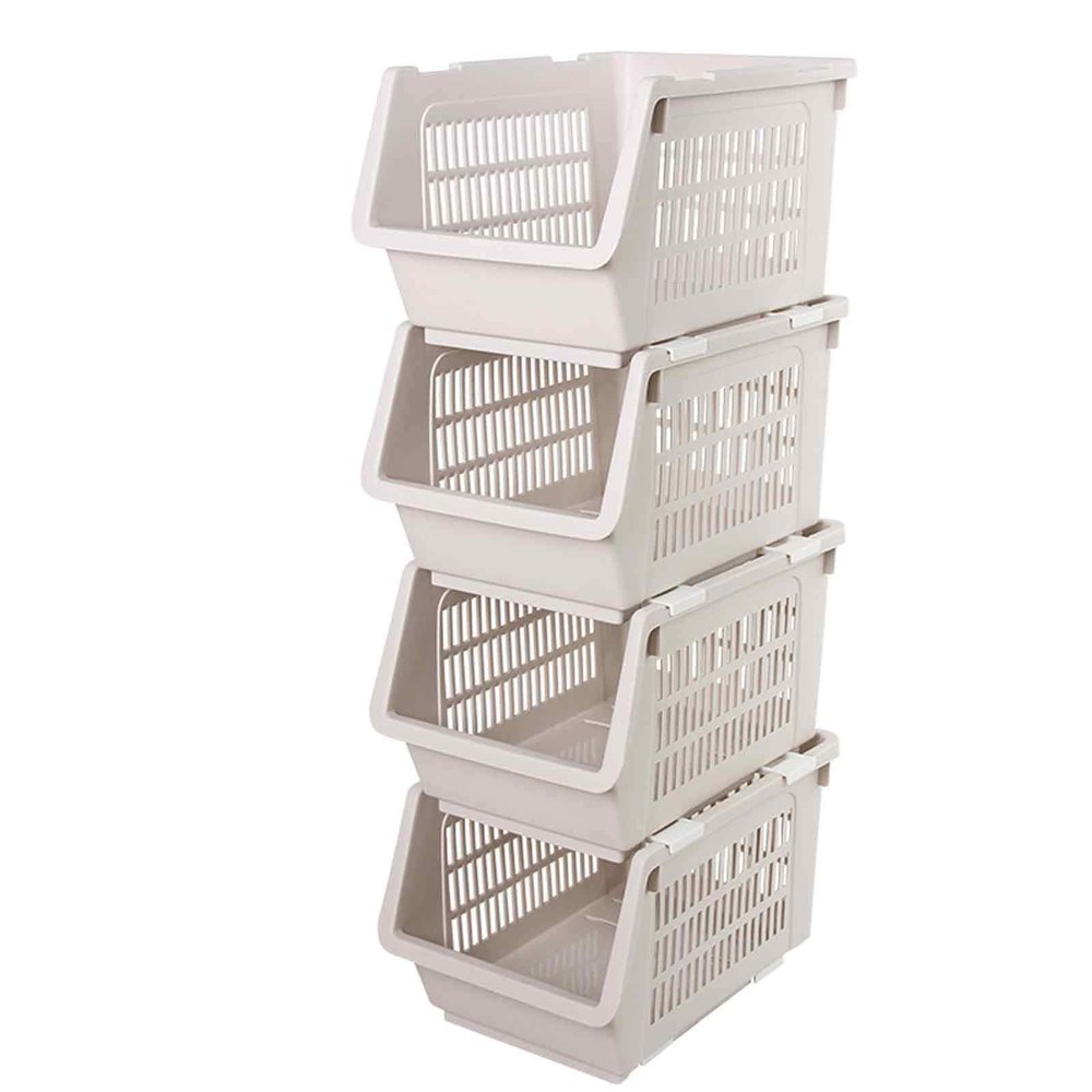 GUAWJRZDP Stacking Stand Basket Storage Veg Rack Plastic Stackers Storage Organizer Bin Multifunctional, Hollow Design Organization for Kitchen/Fruit/Vegetables/Toiletries/Bathroom