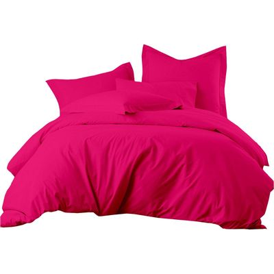 5 Piece Pink Queen/Full Size Duvet Cover with 4 Pillow,100% Organic Cotton 600 TC, Duvet/Quilted Cover Bedding Sets Exquisite Soft with Zipper Closure & Corner Ties Duvet Covers Set