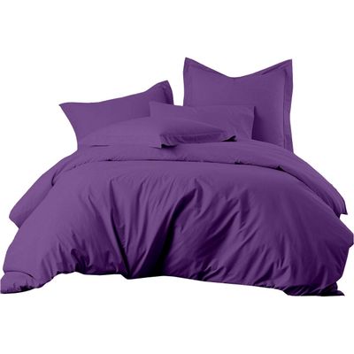 5 Piece Purple Queen/Full Size Duvet Cover with 4 Pillow,100% Organic Cotton 600 TC, Duvet/Quilted Cover Bedding Sets Exquisite Soft with Zipper Closure & Corner Ties Duvet Covers Set