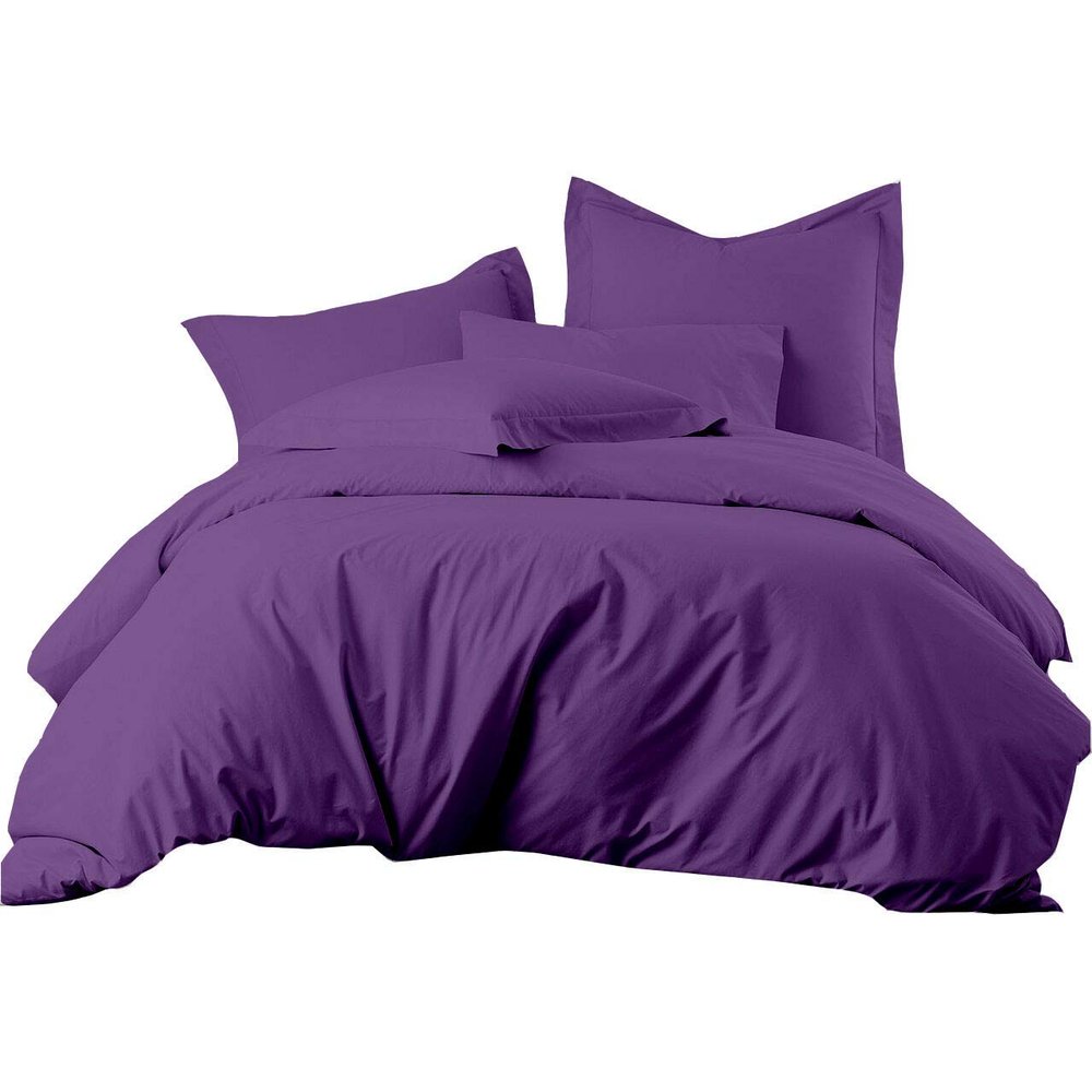 5 Piece Purple Queen/Full Size Duvet Cover with 4 Pillow,100% Organic Cotton 600 TC, Duvet/Quilted Cover Bedding Sets Exquisite Soft with Zipper Closure & Corner Ties Duvet Covers Set