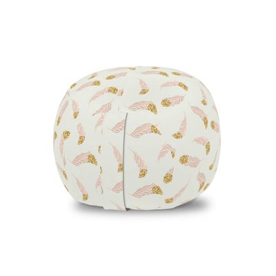 Ambesonne Feather Storage Toy Bag Chair, Soft Tone Bohemian Ornamented Pastel Colored Modern Plumage Composition, Stuffed Animal Organizer Washable Bag, Small Size, Blush Coconut