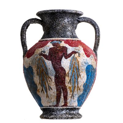 BeautifulGreekStatues Ancient Greek Minoan Amphora Fisherman Handmade Ceramic Pottery Vase Medium