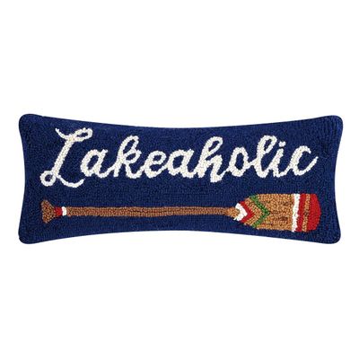 Peking Handicraft 30TG477C20OB Poly Filled Hook Throw Pillow, Wool and Cotton (Lakeaholic, 20-inch Length)