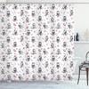 Ambesonne Owl Shower Curtain, Cartoon Style Illustration of Birds on The Branches Mysterious Woods Print, Cloth Fabric Bathroom Decor Set with Hooks, 69" W x 84" L, Maroon Grey view 1