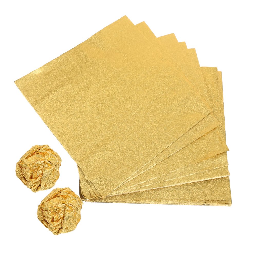 Yardwe Aluminum Foil Paper Wrapping 200pcs Gold Foil Wrapping Paper Candy Wrappers Food Packaging Gold Tissue for Birthday Wedding
