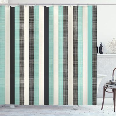 Ambesonne Retro Shower Curtain, Classical Vertical Stripes Pattern Texture Image Old Fashioned Display Artwork, Cloth Fabric Bathroom Decor Set with Hooks, 69" W x 70" L, Almond Green