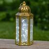 10.5 Gold Metal Moroccan Decorative Candle Lantern with White LED Twinkle Fairy Lights & Remote Wedding Table Centerpieces, Ramadan, Indoor Home Decor, Outdoor Patio & Porch, Medium view 1