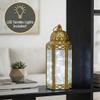 10.5 Gold Metal Moroccan Decorative Candle Lantern with White LED Twinkle Fairy Lights & Remote Wedding Table Centerpieces, Ramadan, Indoor Home Decor, Outdoor Patio & Porch, Medium view 2