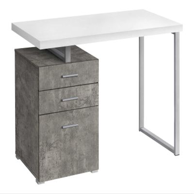 Monarch Specialties I 7648 Computer Desk, Home Office, Laptop, Left, Right Set-up, Storage Drawers, 48" L, Work, Metal, Laminate, Grey, White, Contemporary