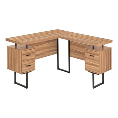 Monarch Specialties I 7612 Computer Desk, Home Office, Corner, Left, Right Set-up, Storage Drawers, 70" L, L Shape, Work, Laptop, Metal, Laminate, Brown, Black