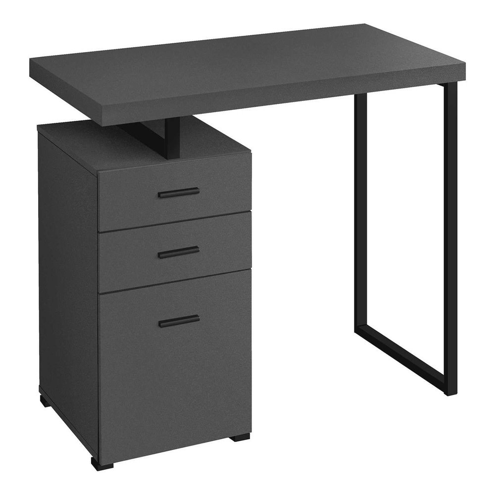 Monarch Specialties I 7645 Computer Desk, Home Office, Laptop, Left, Right Set-up, Storage Drawers, 48" L, Work, Metal, Laminate, Grey, Black, Contemporary