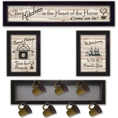 Trendy Decor 4U V435-MPH-712 Kitchen Mug Rack Collection Wall Art By Millwork Engineering - Farmhouse Positive Affirmations