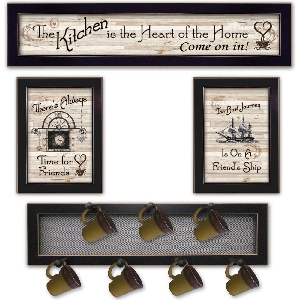 Trendy Decor 4U V435-MPH-712 Kitchen Mug Rack Collection Wall Art By Millwork Engineering - Farmhouse Positive Affirmations