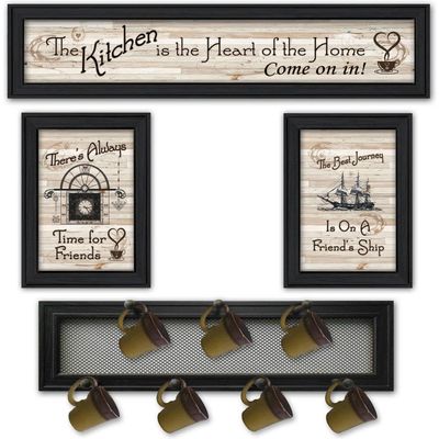 Trendy Decor 4U V435-MPH-405 Kitchen Mug Rack Collection Wall Art By Millwork Engineering - Farmhouse Positive Affirmations