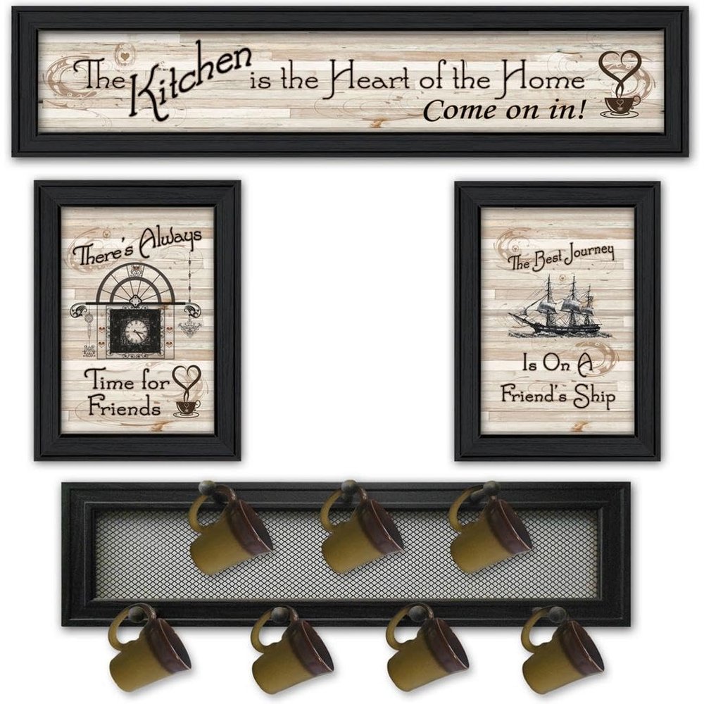 Trendy Decor 4U V435-MPH-405 Kitchen Mug Rack Collection Wall Art By Millwork Engineering - Farmhouse Positive Affirmations