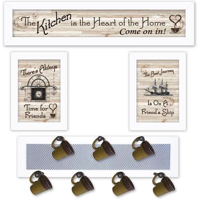 Trendy Decor 4U V435-MPH-712W Kitchen Mug Rack Collection Wall Art By Millwork Engineering - Farmhouse Positive Affirmations