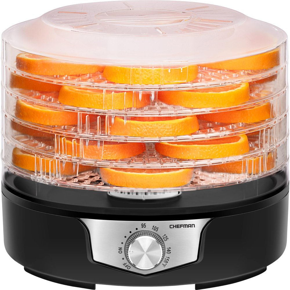 Chefman 5-Tray Food Dehydrator, 11.4-Inch Transparent Trays, Adjustable Temperature Control, Create Dried Snacks For The Family, Prepare Fruits, Jerky, Vegetables, Meats, & Herbs