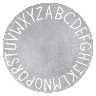 Topotdor Round Kids Play Rug Alphabet Nursery Area Rug Extra Large Soft Crawling Play Mat for Children Toddlers Bedroom (40 inch, Grey)
