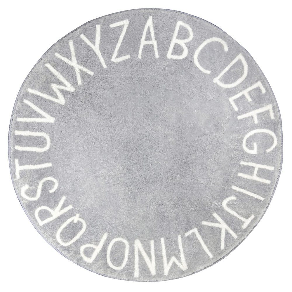 Topotdor Round Kids Play Rug Alphabet Nursery Area Rug Extra Large Soft Crawling Play Mat for Children Toddlers Bedroom (40 inch, Grey)
