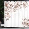 Ambesonne Oriental Shower Curtain, Floral Ivy Swirls and Leaves Abstract Modern Frame Like Artwork Image, Cloth Fabric Bathroom Decor Set with Hooks, 69" W x 70" L, Pale Chocolate view 3