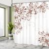 Ambesonne Oriental Shower Curtain, Floral Ivy Swirls and Leaves Abstract Modern Frame Like Artwork Image, Cloth Fabric Bathroom Decor Set with Hooks, 69" W x 70" L, Pale Chocolate view 4
