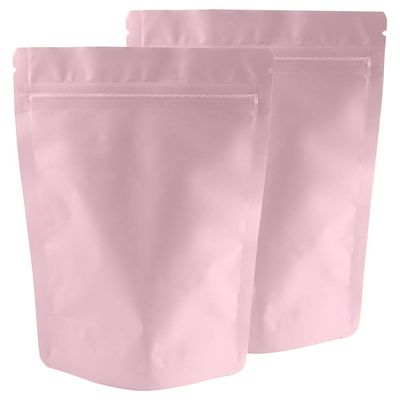 QQ Studio 100 Matte/Glossy Flat/Stand-Up Pouch w/Hang-Hole Aluminum Mylar Foil Heat/ReSealable Food Pouch (6.25" x 9", Matte Pink Standup Bag)