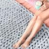 Chunky Knit Throw Blanket Inverse Growth Handmade Knitted Chenille Blankets Warm Soft Cozy Breathable for Sofa Couch Bed Home Decor Giant Yarn view 4