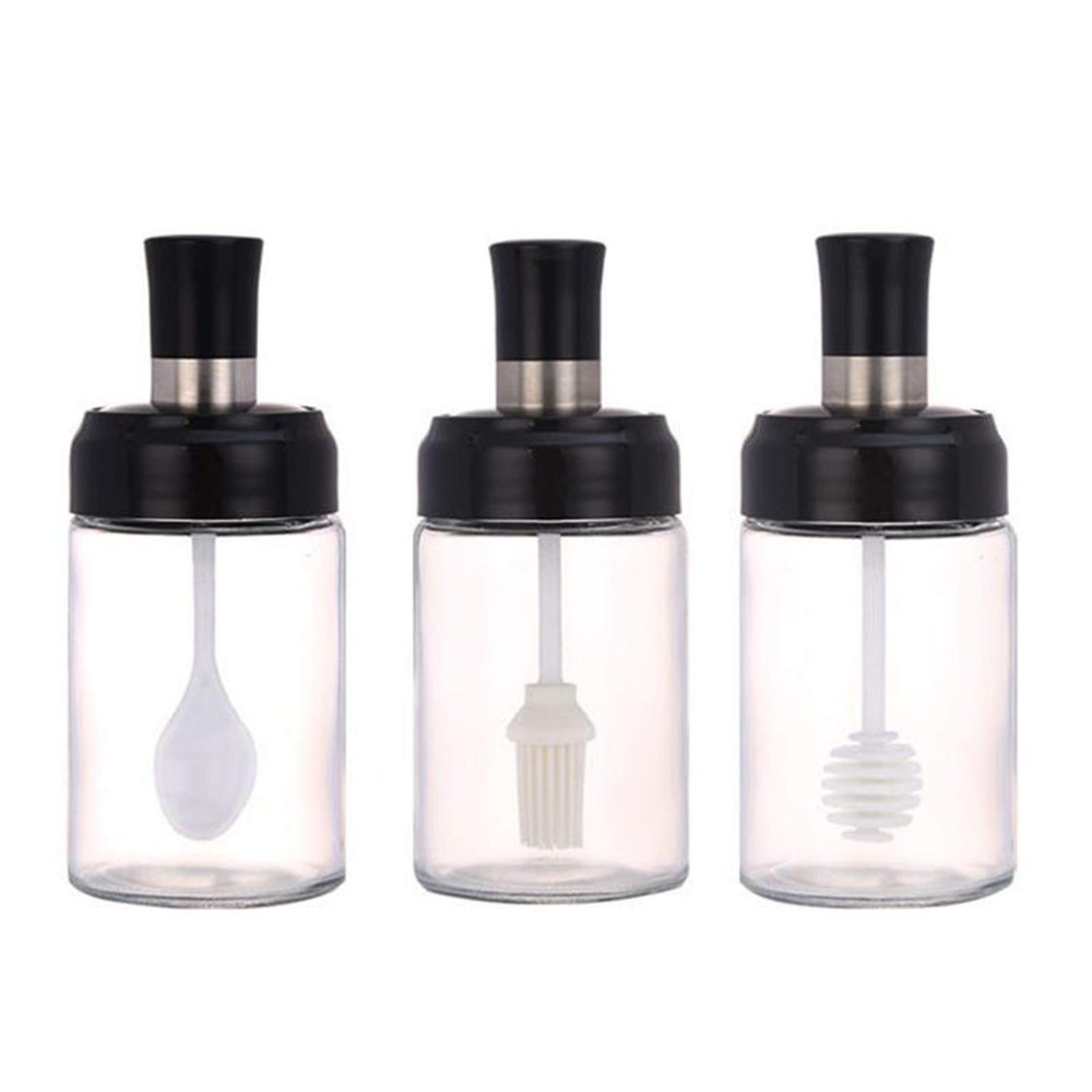 3PCS Glass Seasoning Jar, Transparent Empty Spice Container, Used for Oil, Salt, Sugar, Honey, Spice Seasoning Device